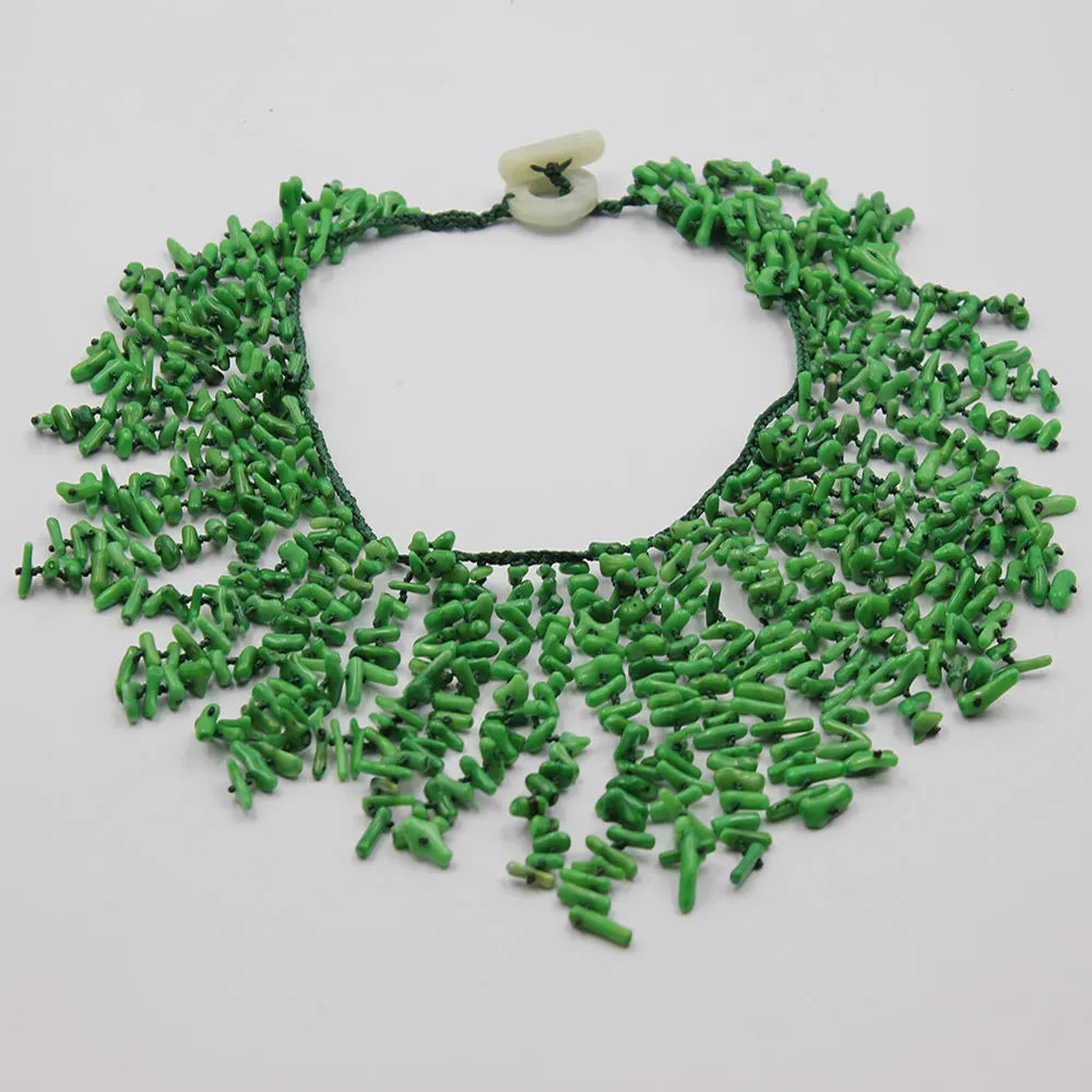 KIMLUD, GG 18" Handwork Green Coral Chips Chokers Dangle Necklace Handmade For Women, KIMLUD Womens Clothes