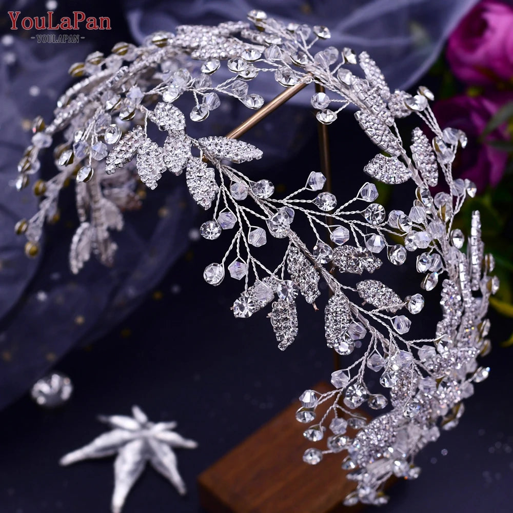 KIMLUD, TOPQUEEN HP304 Bridal Crowns and Tiaras Woman Headgear Rhinestone Hairbands Wedding Accessories Bride Headband Headdresses, HP398, KIMLUD APPAREL - Womens Clothes