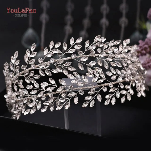 KIMLUD, TOPQUEEN HP304 Bridal Crowns and Tiaras Woman Headgear Rhinestone Hairbands Wedding Accessories Bride Headband Headdresses, HP308-S, KIMLUD APPAREL - Womens Clothes