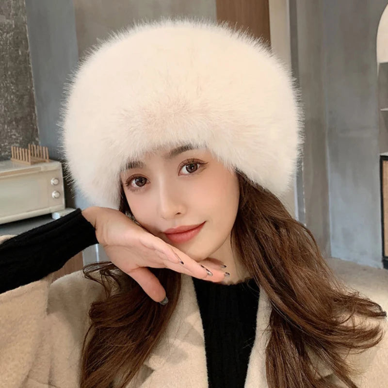 HT3952 New Women Winter Hat Solid Multifunction Skullies Beanies Lady Thick Warm Fluffy Fur Hat Faux Fox Fur Bomber Hats Ushanka