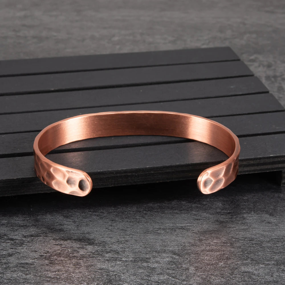 Pure Copper Magnetic Bracelet Arthritis Adjustable 10mm Vintage Magnetic Bracelet Health Energy Copper Cuff Bracelet &amp; Bangles