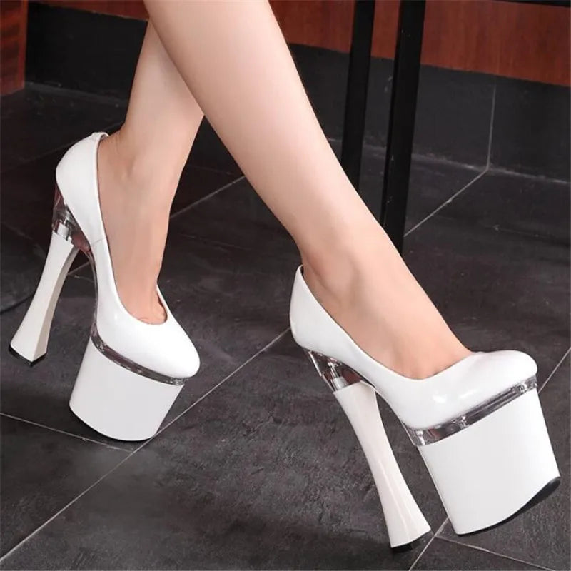 Women's shoes high quality 18CM thick high heels ladies high heels waterproof 8CM sexy wedding high heels increase 4-14 15