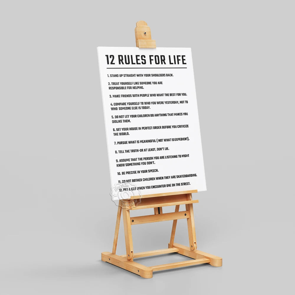 KIMLUD, Twelve Rules Of Life Poster, Jordan Peterson 12 Principles Wall Art, Motivational Education Life White Art Prints, Teacher Gift, KIMLUD Womens Clothes