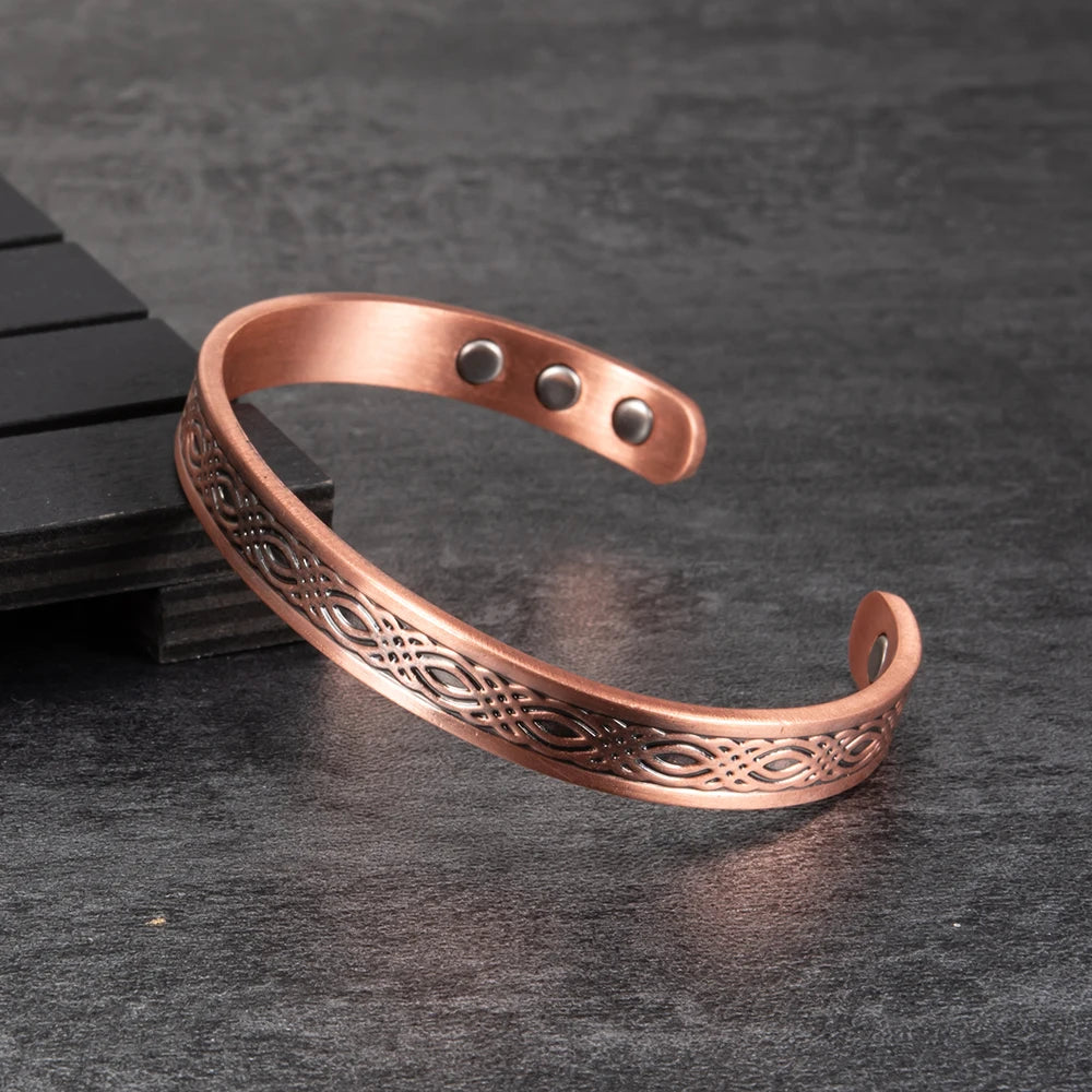 Real Copper Magnetic Bracelet for Women Adjustable Vintage Viking Pure Copper Bracelet &amp; Bangles Cuff Copper Magnetic Bracelet