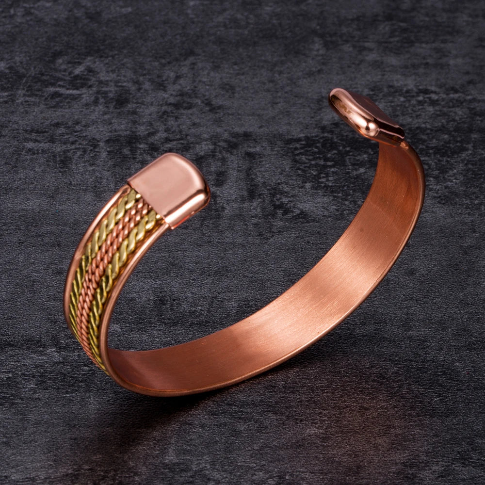 Twisted Pure Copper Bracelet Adjustable 11mm Wide Therapy Arthritis Energy Bracelet Benefits Cuff Copper Bracelets for Women