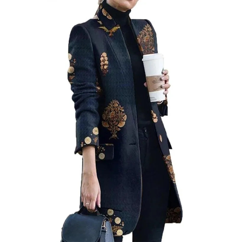 Spring Autumn Hot Sale 12 Color S-5xl Size Check Coat Fashion Print Mock Neck Coat Top Street Trend Single Casual Girl Suit Coat