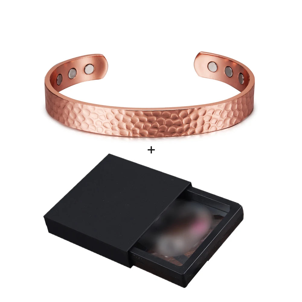 Pure Copper Magnetic Bracelet Arthritis Adjustable 10mm Vintage Magnetic Bracelet Health Energy Copper Cuff Bracelet &amp; Bangles