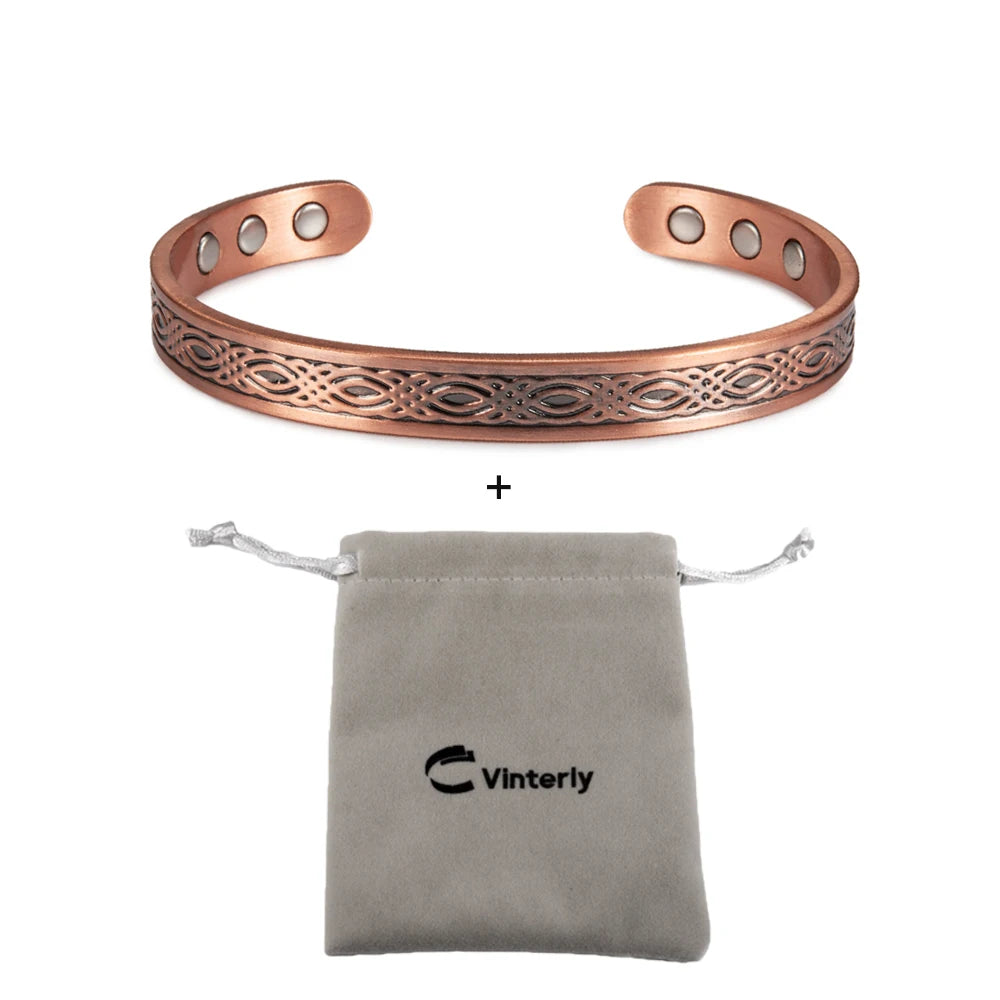 Real Copper Magnetic Bracelet for Women Adjustable Vintage Viking Pure Copper Bracelet &amp; Bangles Cuff Copper Magnetic Bracelet