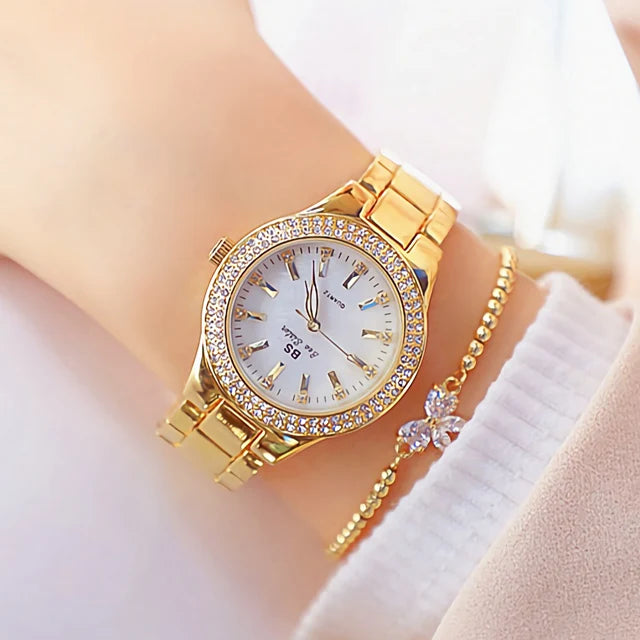 2022 Ladies Wrist Watches Dress Gold Watch Women Crystal Diamond Watches Stainless Steel Silver Clock Women Montre Femme 2021