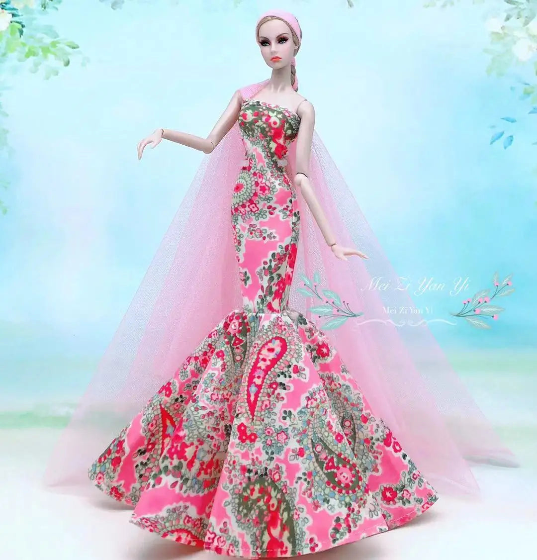 KIMLUD, hot Wedding Dress for Barbie Doll Princess Evening Party Clothes Wears Long Dress Outfit Set for barbie clothes, see chart19, KIMLUD APPAREL - Womens Clothes