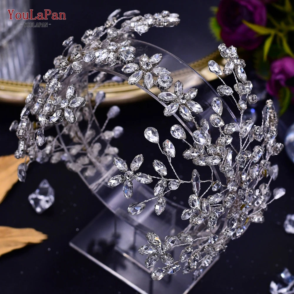 KIMLUD, TOPQUEEN HP304 Bridal Crowns and Tiaras Woman Headgear Rhinestone Hairbands Wedding Accessories Bride Headband Headdresses, HP414, KIMLUD APPAREL - Womens Clothes