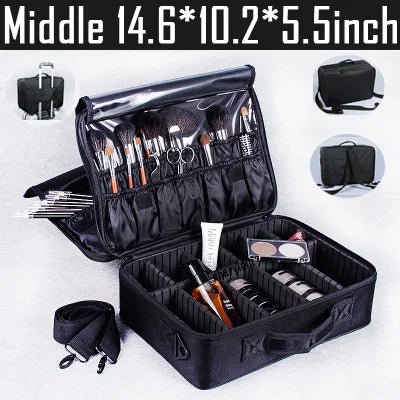 KIMLUD, 2023 New Makeup Cosmetic Case Waterproof Oxford Cloth Large Capacity Travel Storage Bag Tattoo Beautician Suitcases, Black M 3 layer / CHINA, KIMLUD APPAREL - Womens Clothes