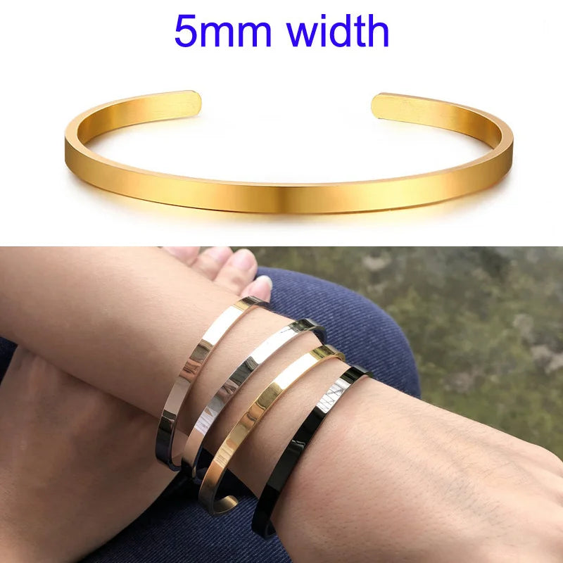 KIMLUD, Cuff Bracelet Bangle for Women ,Stainless Steel Openable Bracelet Couple,Charm Handchain Woman ,Stacked Layered Jewelry, 5mm gold, KIMLUD APPAREL - Womens Clothes