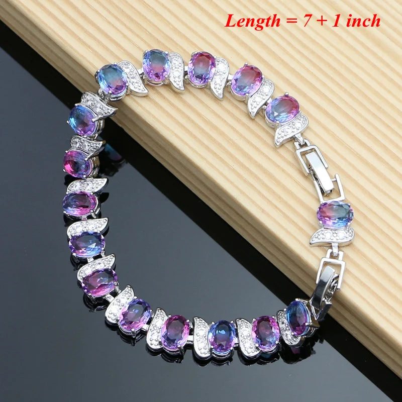 Tourmaline Jewelry Sets For Women -  925 Sterling Silver Earring/Pendant/Necklace/ Open Ring/Tennis Bracelet Set Dropshipping