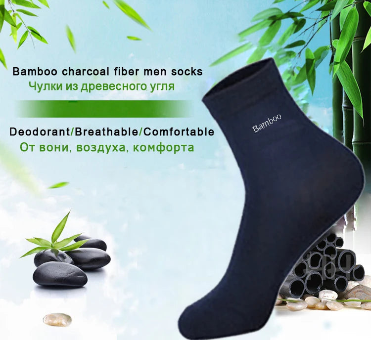 10Pairs/Lot Men Bamboo Socks Brand Comfortable Breathable Casual Business Men's Crew Socks High Quality Guarantee Sox Male Gift