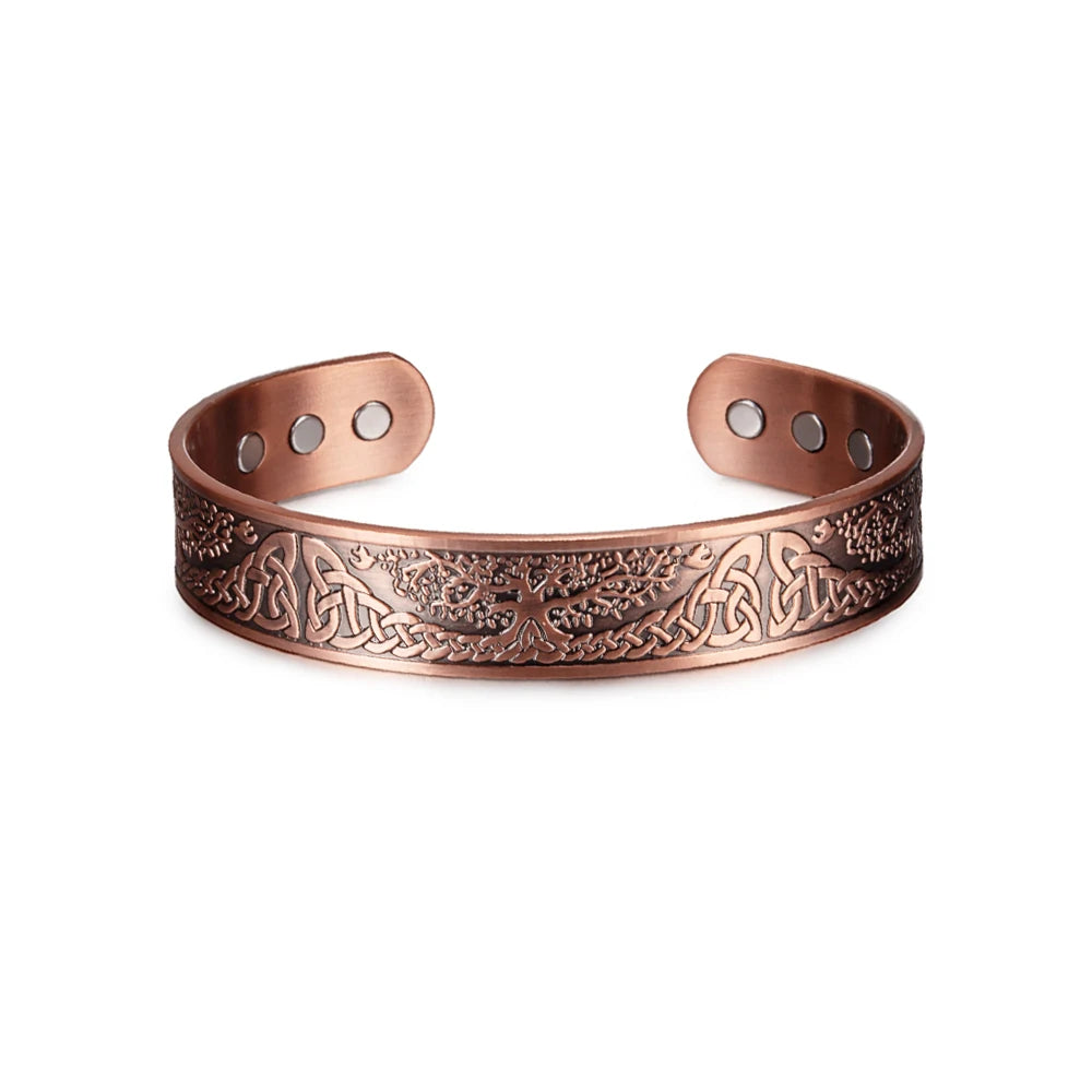 Viking Pure Copper Bracelet Men Adjustable Cuff Energy Magnetic Bracelet Benefits Wristband Hard Health Man Bracelet Knot Metal