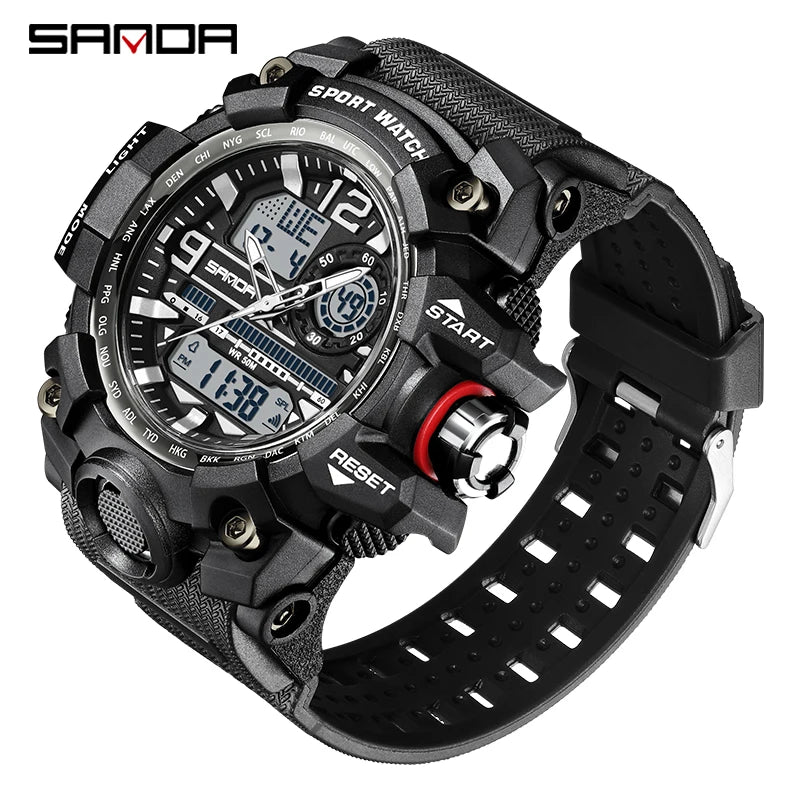 KIMLUD, SANDA G Style New Men's Watches 50M Waterproof  Sports Military Quartz Watch For Male Digital Wristwatch Clock Reloj Hombre, Black white 3133 / CHINA, KIMLUD APPAREL - Womens Clothes