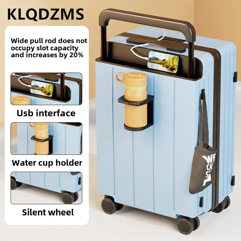 KIMLUD, KLQDZMS Cabin Luggage USB Charging Trolley Case ABS+PC Boarding Case 20"22"24"26"28 Inch Combination Case with Wheels Suitcase, KIMLUD Womens Clothes