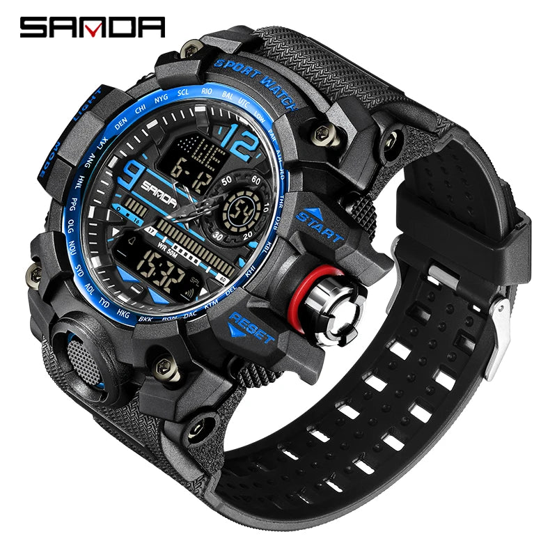 KIMLUD, SANDA G style Top Men Watch 50M Waterproof Sports Military Quartz Watch For Male Electron LED Digital Wristwatch Reloj De Hombre, blue / CHINA, KIMLUD APPAREL - Womens Clothes