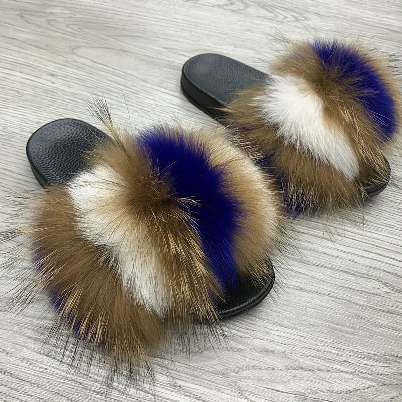 KIMLUD, New Arrival Girl Luxury Fluffy Fur Slippers Ladies Indoor Warm Furry Fur Flip Flops Women Amazing Plush Fur Slides Wholesale Hot, KIMLUD Womens Clothes