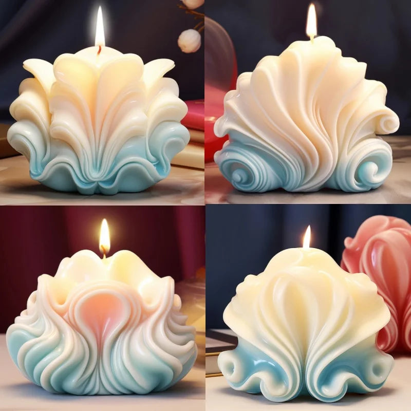 New 3D Shell shaped candle silicone mold wave striped shell cake chocolate silicone mold soap mold water wave shell candle molds - KIMLUD