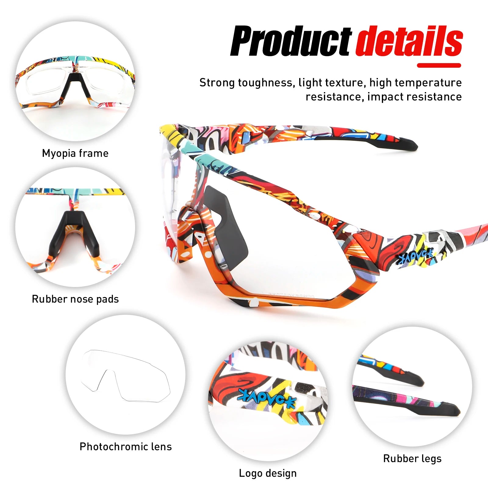 Kapvoe Photochromic Cycling Sunglasses Men Women Road Mtb Mountain Bike Bicycle Glasses Cycling Glasses Sport running Eyewear