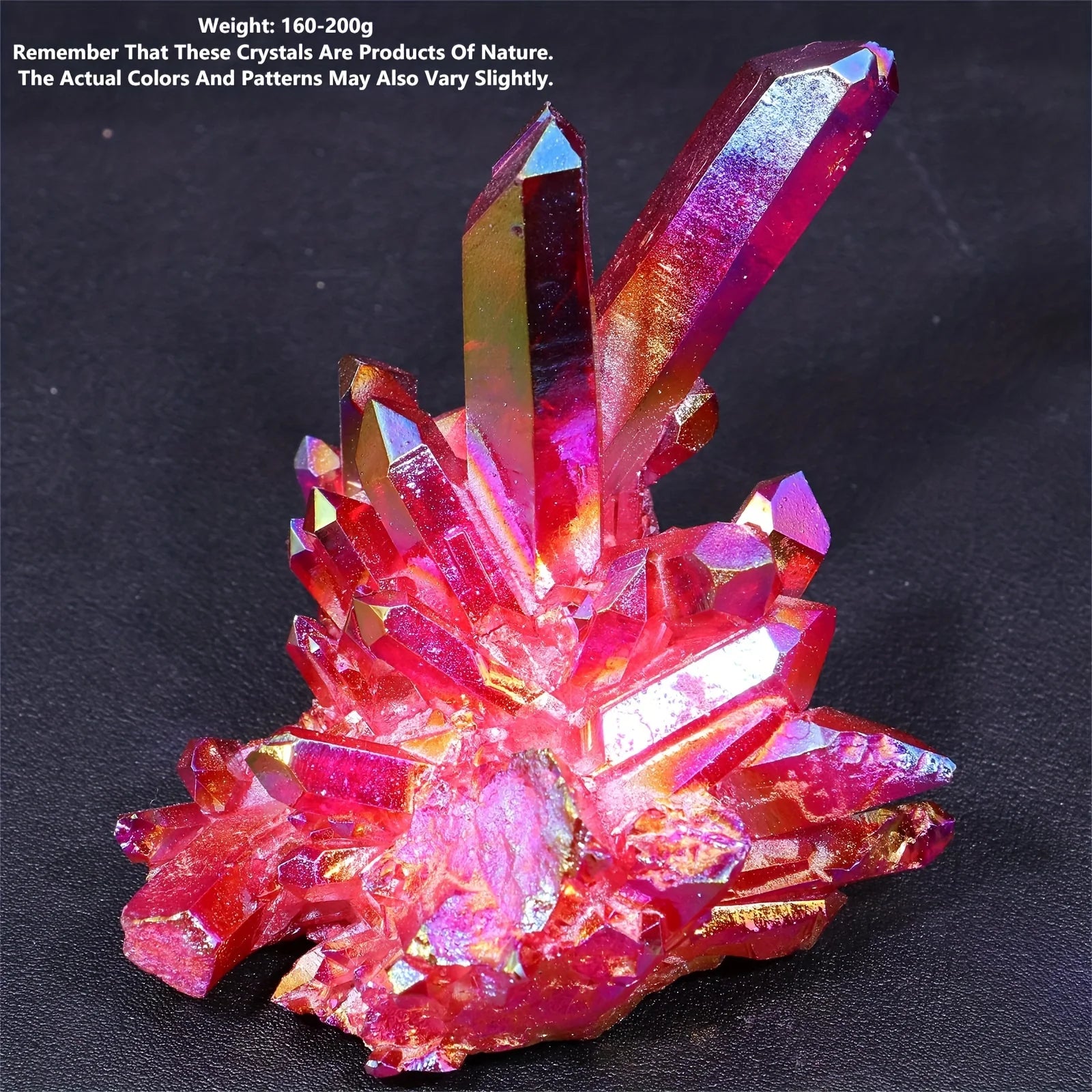 Radiant Red Titanium Rainbow Aura Crystal Cluster Natural Decoration  Unique Office/Home Gift Halloween and Christmas