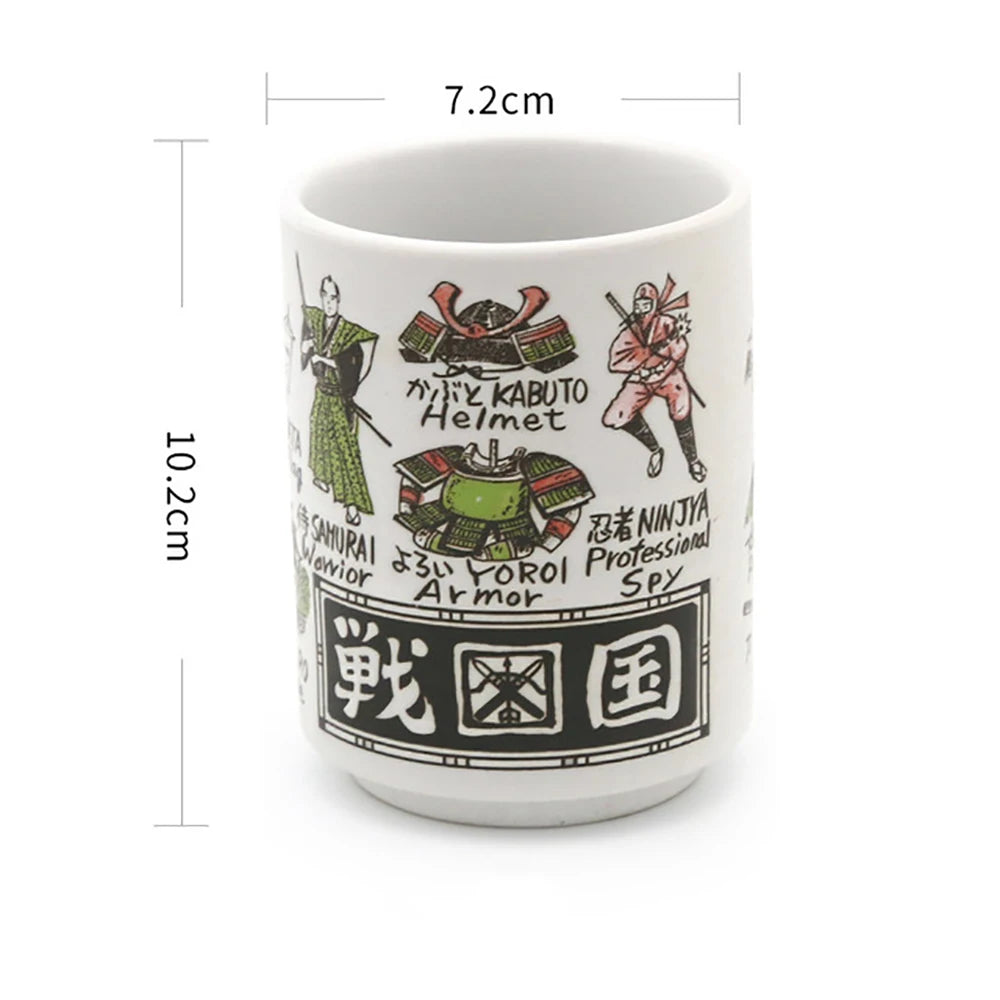 Japanese Impression Ceramic Mugs 300ml Tea Wine Sushi Sake Cup Funny Family Restaurant Decoration Travel Gift for Friends - KIMLUD