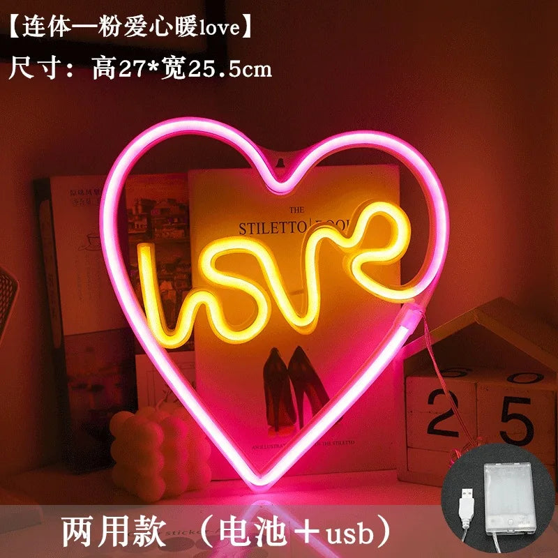 Love LED Neon Sign Light Glowing Valentine's Day Propose Festival Decoration Neon Lamp For Home Party Decor Adult Gift