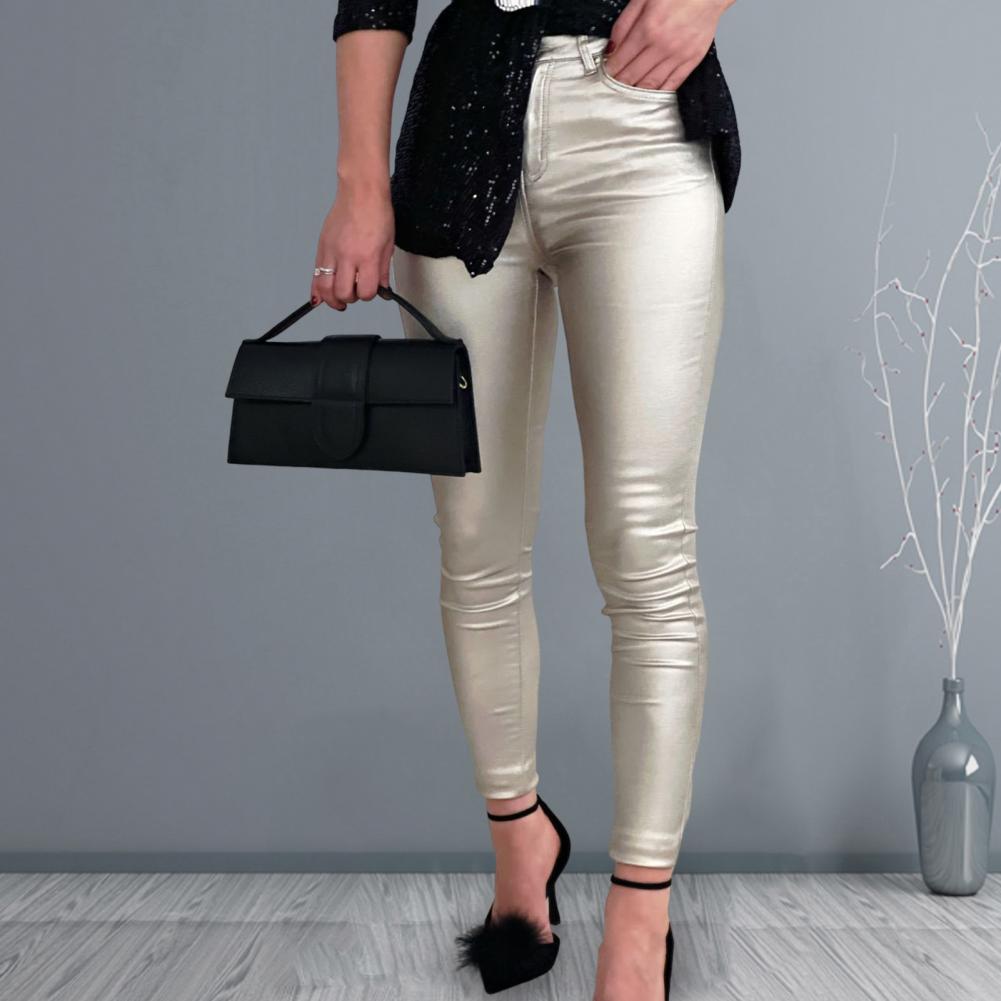 Women Leggings Ankle-Length Tight Stretchy Faux Leather Lady Trousers Leggings Pants Women Clothing