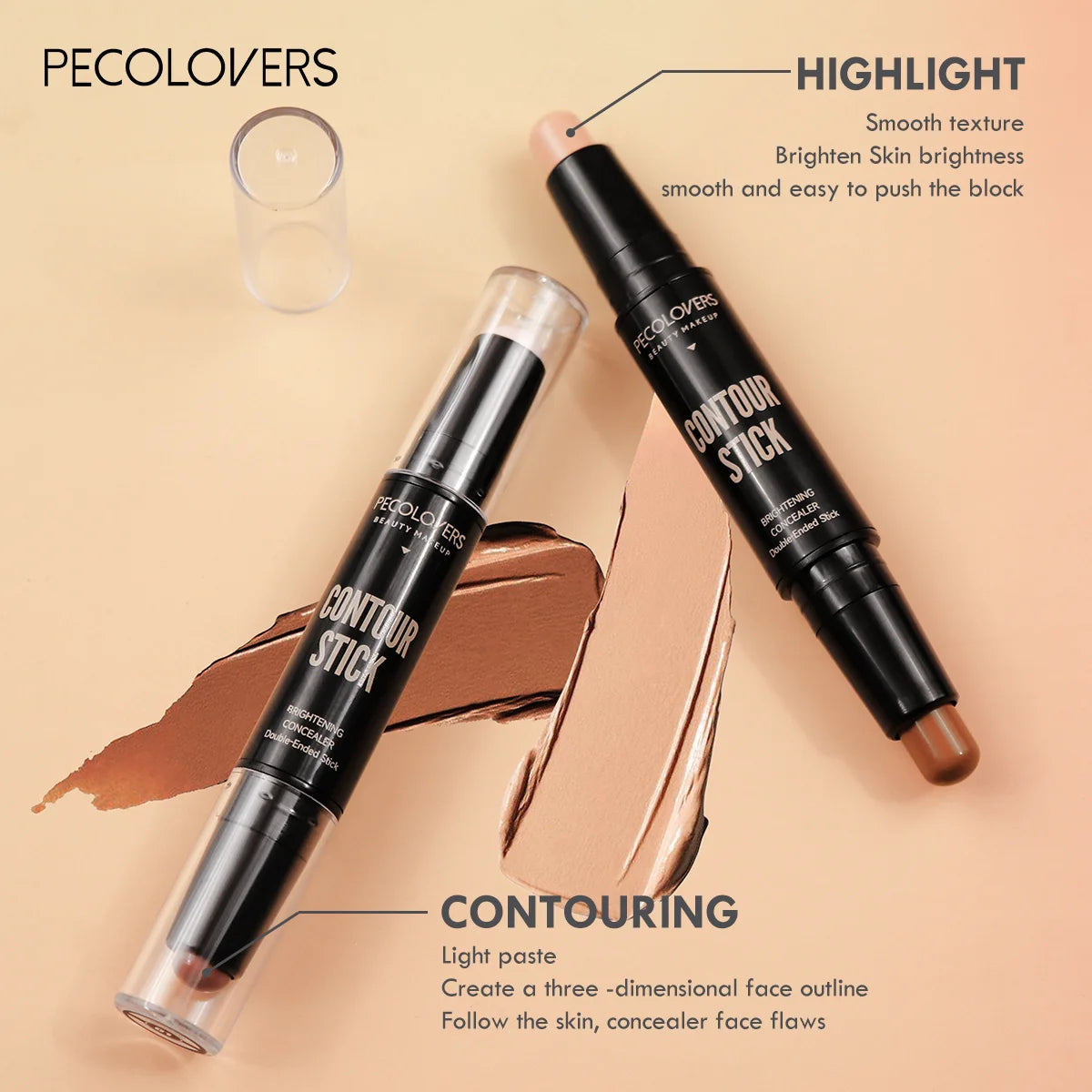 Contouring Stick with Double-headed Concealer Highlighter for Three-dimensional Nose Bridge Shadow V Face High Nose Bridge