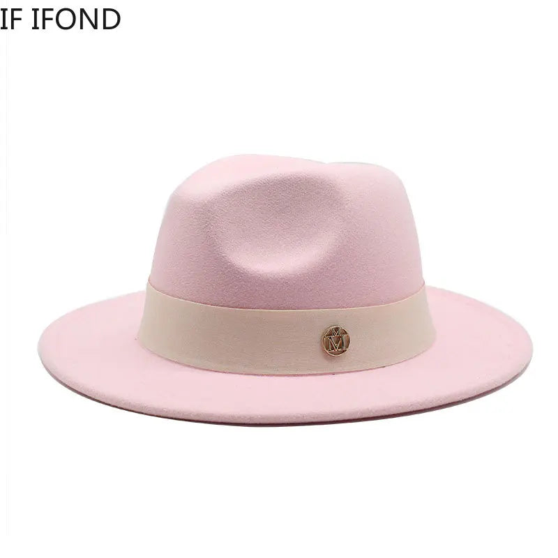 KIMLUD, New Fedora Hat For Women Winter Elegant Fashion Formal Wedding Decorate Church Cap Panama Party Jazz Hat chapeau femme, KIMLUD Womens Clothes