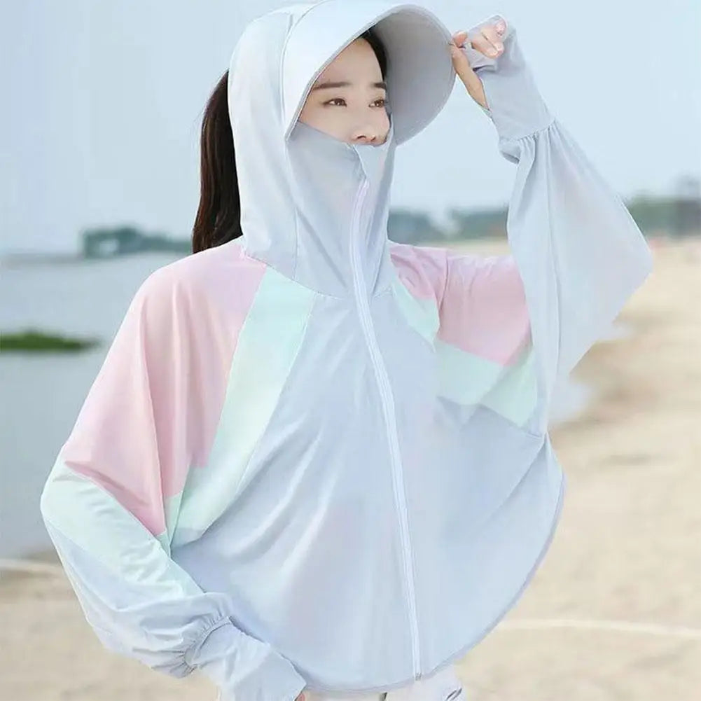 2023 Women Sunscreen Hat Ice Silk Clothing Summer Big Coat Protection Hat Shirt Clothing Edge Short UV With Sun Size Outdoo M4R4