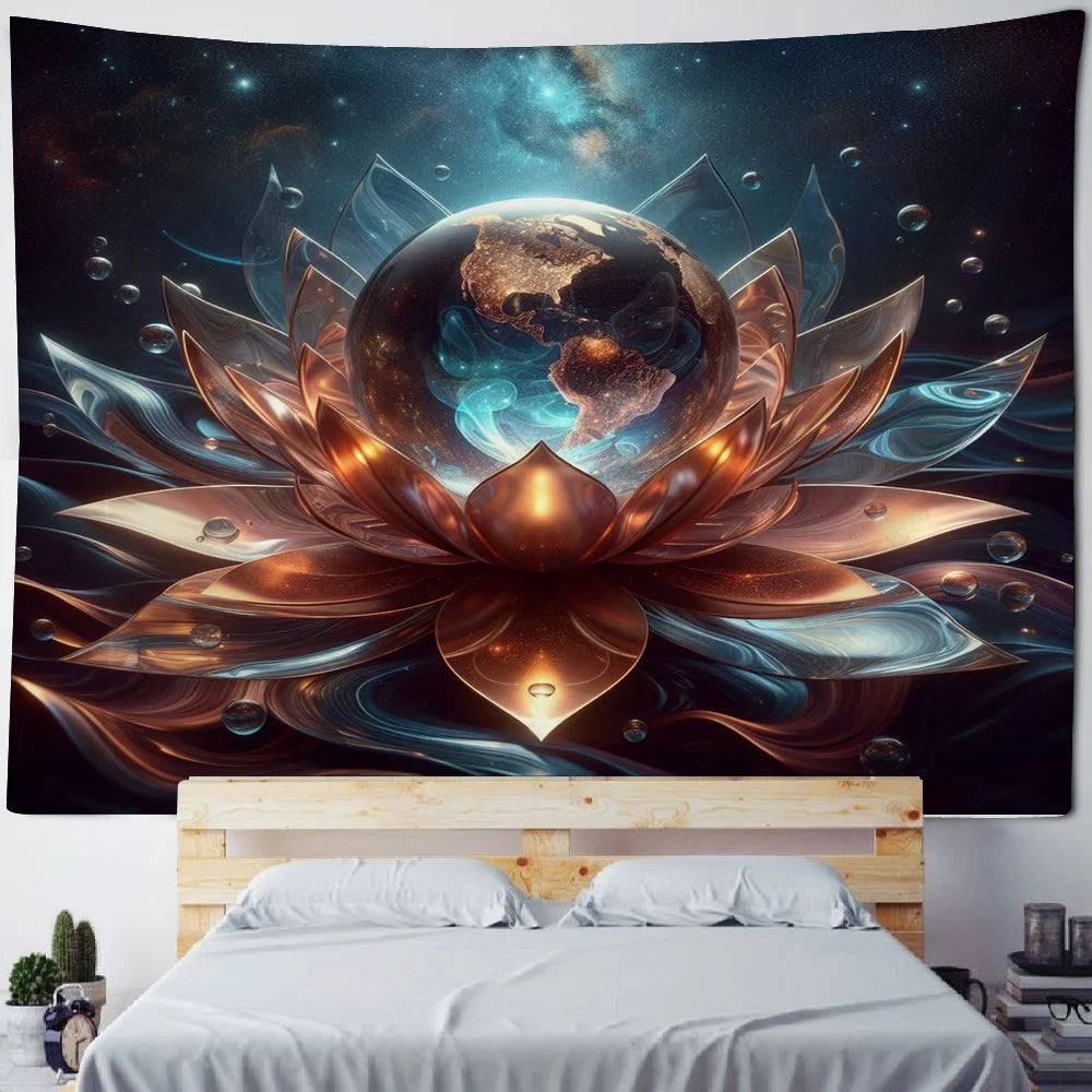 KIMLUD, Meditation Lotus Tapestry Wall Art, Large Tapestry Mural Decoration, Home, Bedroom, Living Room Decoration, 6 / 90x75cm, KIMLUD APPAREL - Womens Clothes