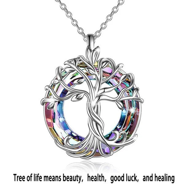 KIMLUD, Jewelry for Women Celtic Family Tree of Life Necklace for Women Rainbow Crystal Pendant Birthday Valentines Day Gift Collares, KIMLUD Womens Clothes