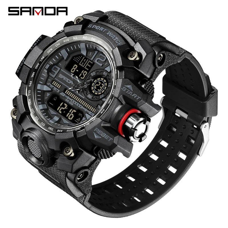 KIMLUD, SANDA G style Top Men Watch 50M Waterproof Sports Military Quartz Watch For Male Electron LED Digital Wristwatch Reloj De Hombre, black / CHINA, KIMLUD APPAREL - Womens Clothes