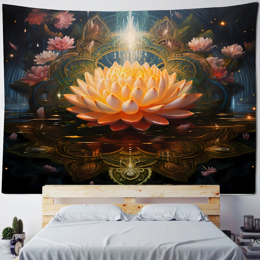 KIMLUD, Meditation Lotus Tapestry Wall Art, Large Tapestry Mural Decoration, Home, Bedroom, Living Room Decoration, 3 / 150x100cm, KIMLUD APPAREL - Womens Clothes