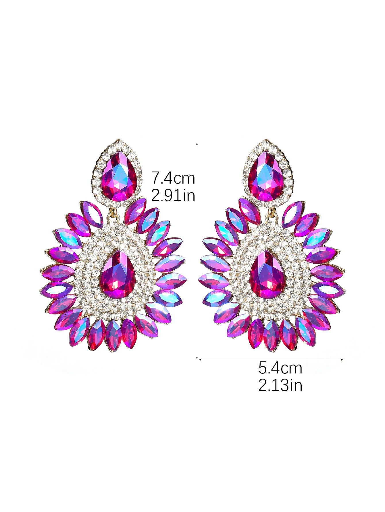 KIMLUD, Classic luxury colored glass rhinestone sunflower earrings design sense of fashion personality temperament versatile earrings, KIMLUD Womens Clothes