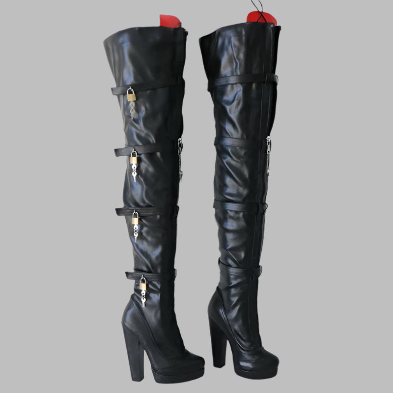 Sorbern 8 Locks Block Heel Boots Women Unisex Style Crotch Thigh High Boot Drag Queen Shoes Fetish Custom Multi Colors