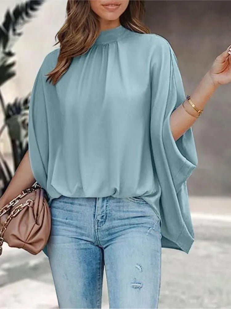 Boho Women's Blouse Elegant Short Sleeve Loose Fashion O-neck White Femme Top Casual Chiffon Blouses For Women 2023 New Summer