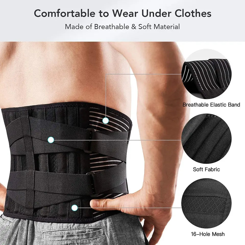 KIMLUD, AOLIKES Lower Back Brace with 6 Stays Anti-skid Orthopedic Lumbar Support Breathable Waist Support Belt for Gym Pain Relief, KIMLUD Womens Clothes