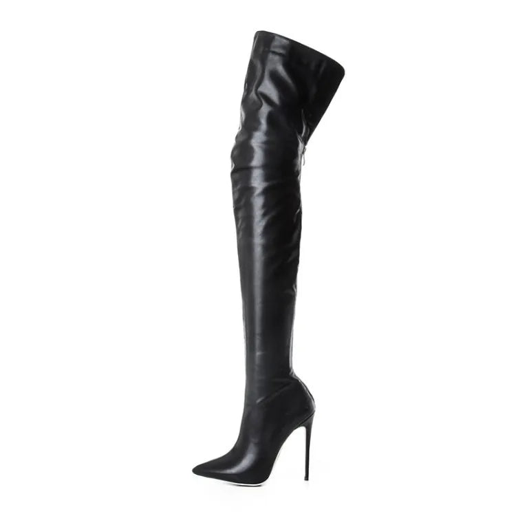 Black Sexy Over The Knee Boots For Women High Heels Shoes Ladies Thigh High Boots 2023 Winter Big Size 43 Long Boots Female Shoe - KIMLUD