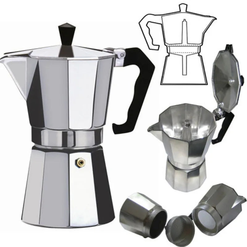 Coffee Maker Machine Aluminum Mocha Pot Mocha Coffee Pot Octagonal Aluminum Pot Span