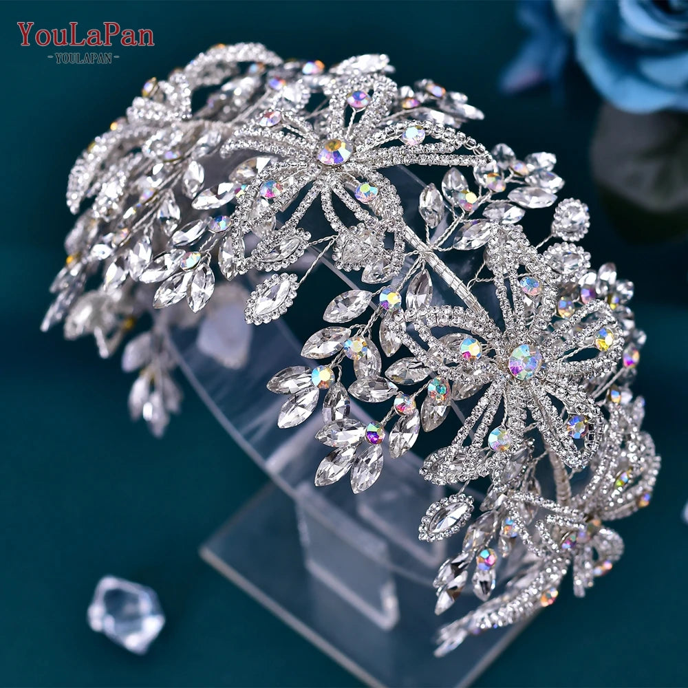 YouLaPan Flower Headband for Bridal Wedding Headpiece Jewelry Hair Accessories Woman Tiara Bride Headdress for Party HP395