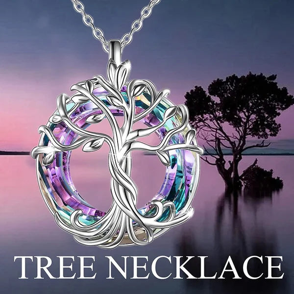 KIMLUD, Jewelry for Women Celtic Family Tree of Life Necklace for Women Rainbow Crystal Pendant Birthday Valentines Day Gift Collares, KIMLUD Womens Clothes