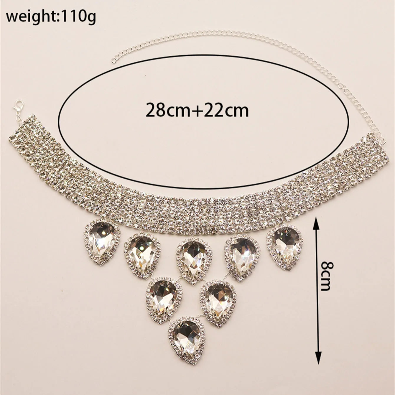 KIMLUD, Sparkling Exquisite Green Large Rhinestone Necklace Fashion Luxury Banquet Party Crystal Jewelry Necklace Wearing Accessories, KIMLUD Womens Clothes