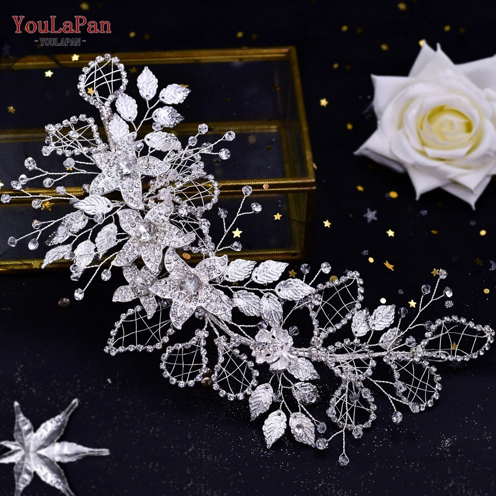 KIMLUD, YouLaPan Alloy Flower Bridal Hair Accessories Wedding Hair Clips Rhinestone Side Hairpin Women Crystal Wedding Headdress HP254, HP282-S, KIMLUD APPAREL - Womens Clothes