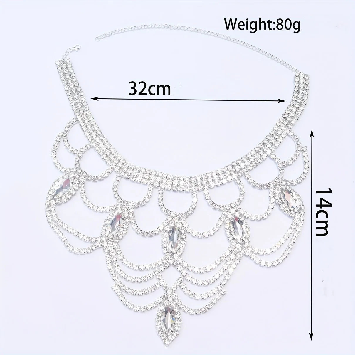 KIMLUD, Fashion Shiny Rhinestone Necklace Jewelry Women's Exquisite Luxury Bridal Wedding Party Jewelry Necklace Wearing Accessories, KIMLUD Womens Clothes