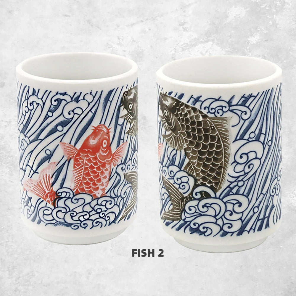 Japanese Impression Ceramic Mugs 300ml Tea Wine Sushi Sake Cup Funny Family Restaurant Decoration Travel Gift for Friends - KIMLUD