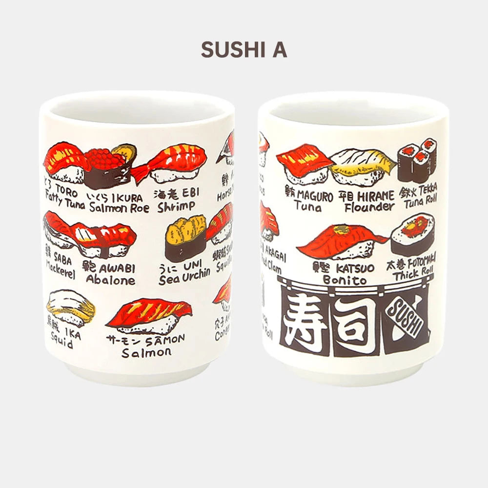 Japanese Impression Ceramic Mugs 300ml Tea Wine Sushi Sake Cup Funny Family Restaurant Decoration Travel Gift for Friends - KIMLUD